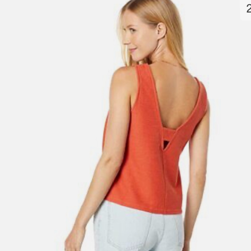 Madewell Organic Cotton Peekaboo-Back Crop Tank. Fresh Chili color. XS. NWT